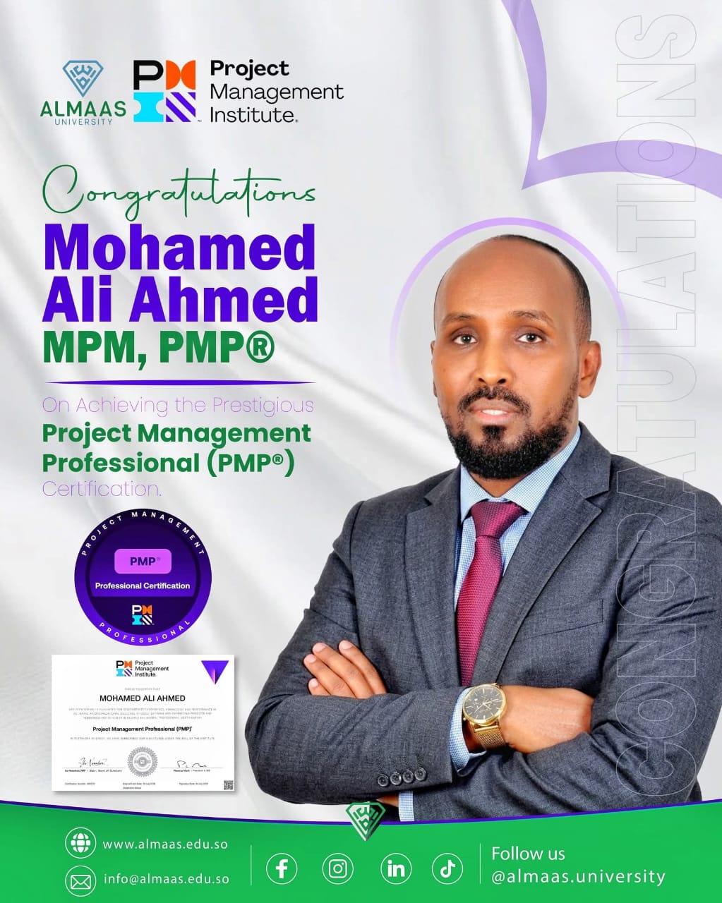 Congratulations to Mohamed Ali Ahmed on Earning PMP┬« Certification